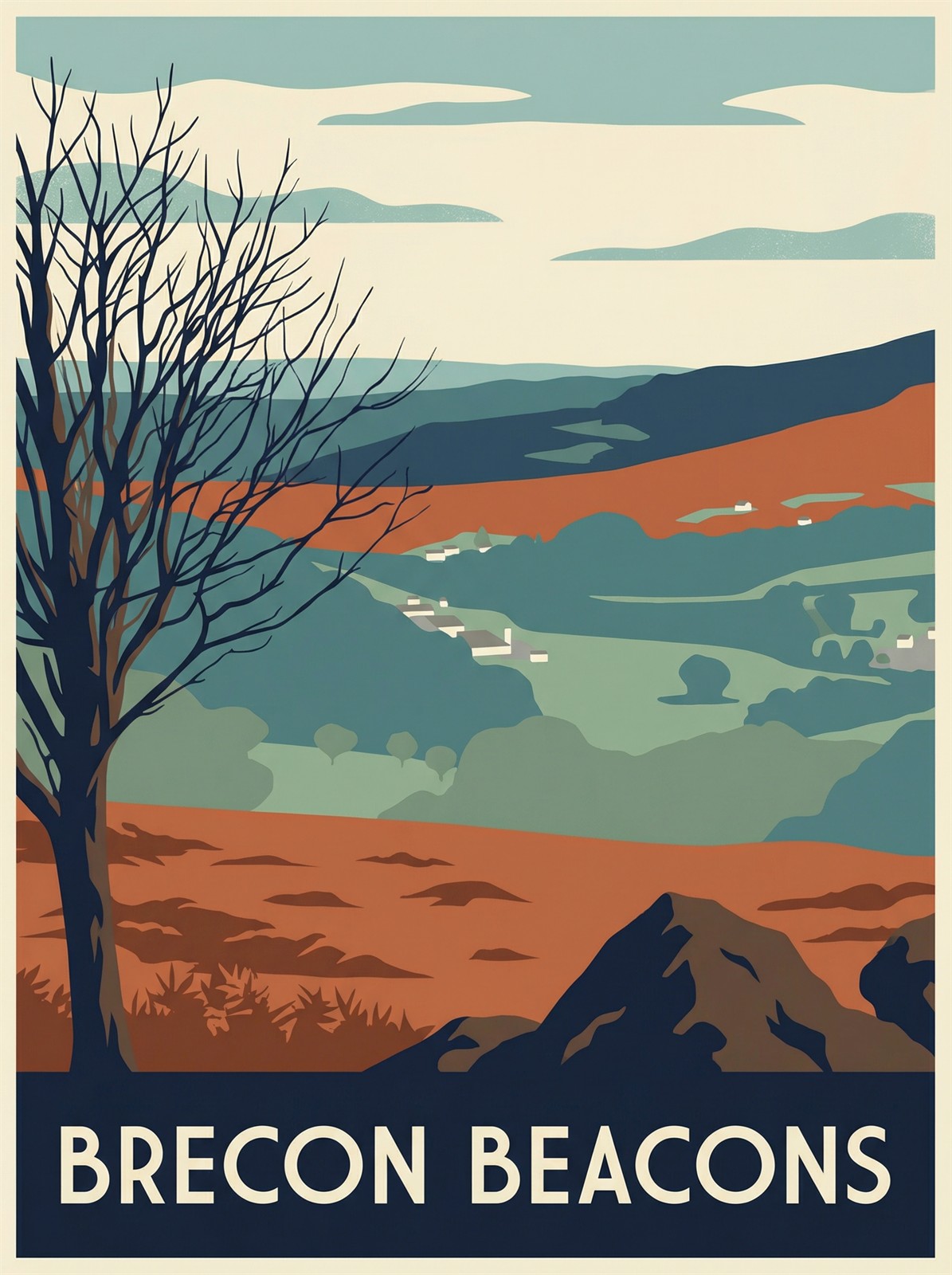 Brecon Beacons Wales stretched canvas print illustrating Pen y Fan peak and green valleys