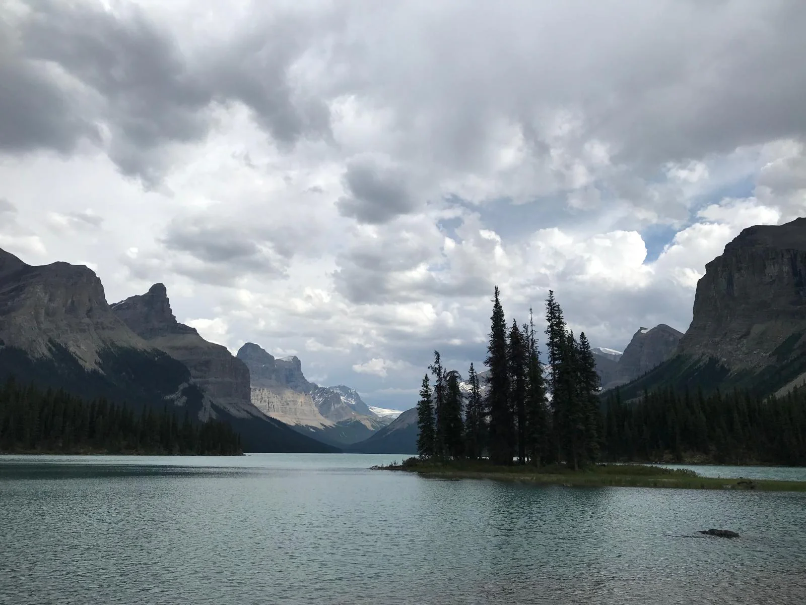 Original lake and mountain photograph at Spirit Island, Maligne Lake, Canada